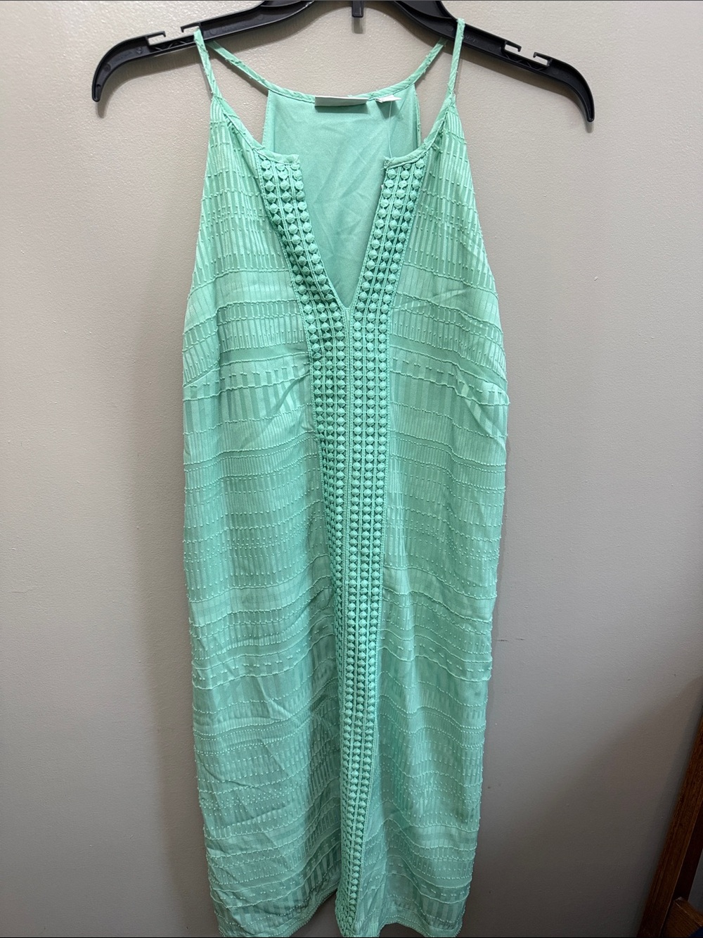 New York & Company Mint Green Crochet-Trim Midi Dress